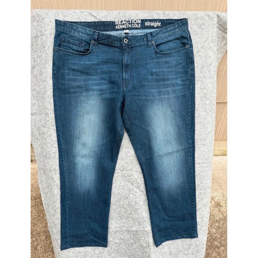 Reaction Kenneth Cole Mens Straight Leg Jeans Blue Medium Wash 38x32